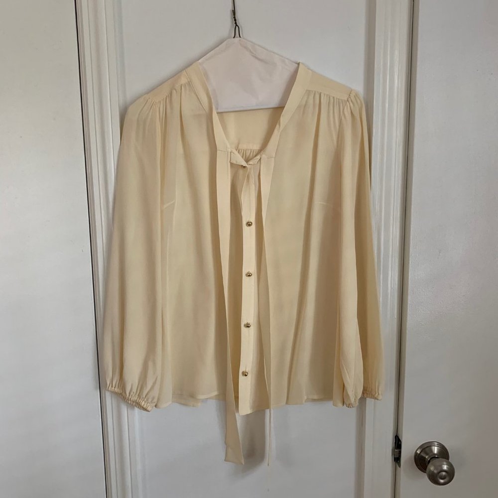 Lilly Pulitzer Pale Yellow Blouse with Tie at top